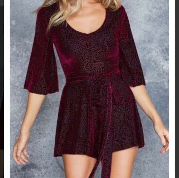 Blackmilk Dresses & Skirts - BURNED VELVET MAGENTA MANDALA KIMONO PLAYSUIT
